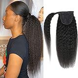 Cabelo Humano De Rabo De Cavalo Liso Crespo Com Fita Mágica Envolvente  Grampo De Cabelo Brasileiro Em Extensões  Rabo De Cavalo Yaki Ondulado  Cor Preta Natural  50 8 Cm  1B  Liso Crespo  Enrolado 