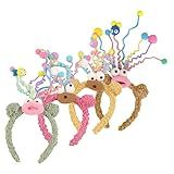 Cabilock 4 Pcs Tiara De Monstrinho Tiaras De Tiara Kawaii Lindas Argolas De Cabelo Cabeça De Bola Fofa Aro De Cabelo De Monstro Amável Antena Tecido Mulheres Bola Dupla