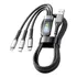 Cabo Carregador 3 Em 1 Turbo 100w Tipo C  V8  Para iPhone Cor Cinza