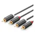 Cabo De Áudio Estéreo Ugreen 2rca Macho/macho Hi-fi 3m Preto