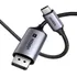 Cabo De Dados Ugreen Displayport P/usb-c 8k60hz 2m Cinza