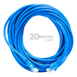 Cabo De Rede 20 Metros 20m Lan Internet Crimpado Rj45 Cat6 Azul Boyu Cell