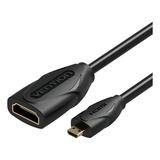 Cabo Extensor Adaptador Micro Hdmi Para Hdmi Femea Hd 1080p 1 Metro Preto Vention