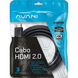Cabo Hdmi 3 Metros Dupla Blindagem Reforçado Conector Banhado À Ouro 24k Versão 2 0 19 Pinos 4k Ultra Hd 2160p Hdr Arc Cec 3d Ethernet 3m