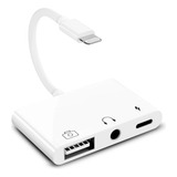 Cabo Otg Hub Adaptador 3 Em 1 Fone P2 Usb Para iPhone