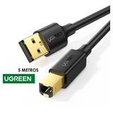 Cabo Para Impressoras Ugreen Usb 2 0 Am Para Bm   5 Metros Cor Preto