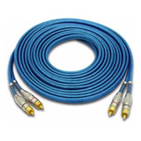 Cabo Rca Prime Dupla Blindagem Modulo 5 Metros 5mm Azul