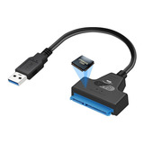 Cabo Usb 3.0 Sata 3 Para Usb - Para Ler Ssd/ Hd Disco Rígido Cor Preto - 20cm