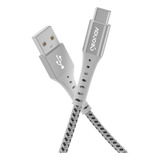 Cabo Usb a Para Usb c 1 2m Nylon Trançado Resiste Até 10 Mil Dobras Carregamento Rápido  até 40 W  Branco Geonav