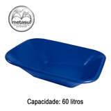 Caçamba Carrinho De Mão Plástica Sem Furo 60l Azul Metasul