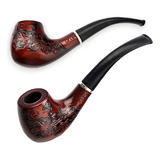 Cachimbo Grande Curvo Tipo Madeira Pipe Fumo Resina Decorado