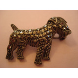 Cachorro Em Prata E Marcacita Art Deco Broche Antigo