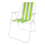 Cadeira Alta Praia Piscina Relax Reclinável Camping Varanda Cor Verde claro