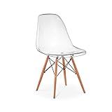 Cadeira Charles Eames Eiffel Wood - Policarbonato Transparente