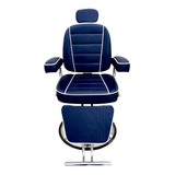 Cadeira De Cabeleireiro Bm Móveis Bm Móveis Poltrona Com Reclinador Com Costas Reclinável Com Base Redonda Cor Azul marinho