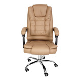 Cadeira De Escritório Best Chair Confort Cpb Ergonômica Bege Com Estofado De Couro Sintético