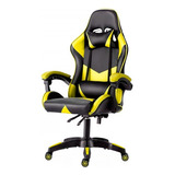 Cadeira De Escritório Best Chair Gm-001 Gamer Ergonômica Preta E Amarela Com Estofado De Couro Sintético