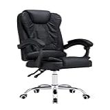 Cadeira De Escritório CEO Com Altura Ajustável E Encosto Reclinável   Rodinhas Silenciosas E Assento Densamente Almofadado   Preta