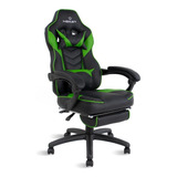 Cadeira De Escritório Healer Alien Gamer Ergonômica Preto E Verde Com Estofado De Couro Sintético