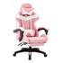 Cadeira De Escritório Nsx Gamer Rosa E Branco Com Estofado De Couro Sintético