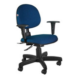 Cadeira De Escritório Qualiflex Executiva Ergonômica Com Braços N17 Abnt Ergonômica Azul Com Estofado De Tecido