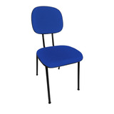 Cadeira De Escritório Stilos Moveis Corporativos Secretaria Fixa Pé Palito Azul Com Estofado De Couro Sintético X 6 Unidades