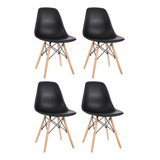 Cadeira De Jantar Charles Eames Garden Life Cor Preto 4 Unidades