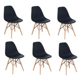 Cadeira De Jantar Elidy Charles Eames Eiffel Estrutura Preto X 6 Unidades