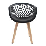 Cadeira De Jantar Empório Tiffany Eames Cor Bege Cor Da Estrutura Da Cadeira Madeira Cor Do Assento Preto Desenho Do Tecido N/a