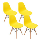 Cadeira De Jantar Henn Decorshop Charles Eames Dkr Eiffel Estrutura De Cor Amarelo 4 Unidades