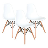 Cadeira De Jantar Henn Decorshop Charles Eames Dkr Eiffel  Estrutura De Cor Branco  3 Unidades