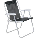 Cadeira De Praia Alta Sannet Aluminio Preta 023574 Bel Cor Preto