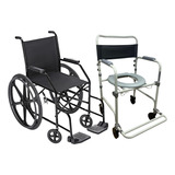 Cadeira De Rodas Pneu Antifuro   Cadeira De Banho Dobrável Cor Preto