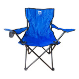 Cadeira Dobrável Camping Pesca Com Bolsa Porta Copos Azul