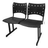 Cadeira Iso Pp Rp Longarina 2 Lugares Preta