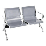 Cadeira Longarina 2 Lugares Cromada Velve Cinza Cl2 03