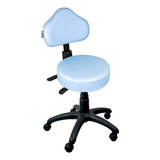 Cadeira Mocho Branco Ergonômico Assento Azul claro