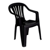 Cadeira Poltrona Apoio De Braço Plástica Preta Kit Com 4
