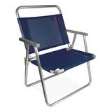 Cadeira Praia Oversize Alumínio Piscina 140 Kg Resistente Cor Azul marinho