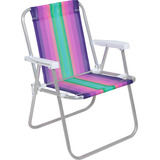 Cadeira Praia Piscina Alta Alumínio 25575 Roxo E Verde Bel Cor Violeta