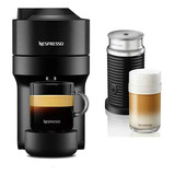 Cafeteira Nespresso Vertuo Pop Preto   Aeroccino  espumador 