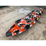 Caiaque Duplo De Pesca Modelo K2 Pró Fibra 2 Lugares Remos Cor Camuflado Laranja