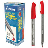 Caixa 12 Canetas Marcador Retroprojetor Vermelho Pilot 2.0mm