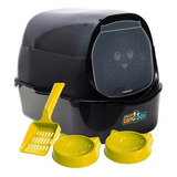 Caixa Areia Gatos Sanitário Furba Sandbox Fechada Com Porta Cor Preto
