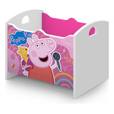 Caixa Bau Peppa Organizadora De Brinquedos Infantil Mdf 15mm Blanco Rosa Peppa Pig
