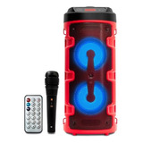 Caixa Caixinha De Som Com Microfone Bluetooth Portátil Forte Cor Vermelho 110v 220v