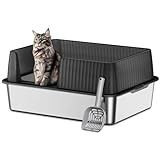 Caixa De Areia De Aço Inoxidável, Caixa De Areia, Caixa De Areia Para Gatos, Caixa De Areia Grande, Caixa De Areia De Metal, 60 X 30 X 31 Cm, Fácil De Limpar, Antiaderente, à Prova De Vazamento