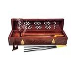 Caixa De Incenso De Madeira  Suporte De Agarbati  Queimador De Incenso Esculpido à Mão  Suporte De Incenso  Incrustações De Latão E Suporte De Incenso De Armazenamento  Suporte De Incenso Feito à Mão  30 48 X 6 38 X 7 62 Cm  Buda