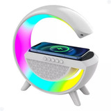 Caixa De Som Carregador Luminária G Speaker Led Indução Rgb Cor Branco 110v 220v