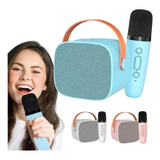 Caixa De Som Com 2 Microfone Sem Fio Bluetooth Led Infantil